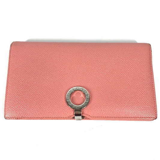 BVLGARI BVLGARI Logo Clip Long Wallet, Bifold Leather, Men's, Pink