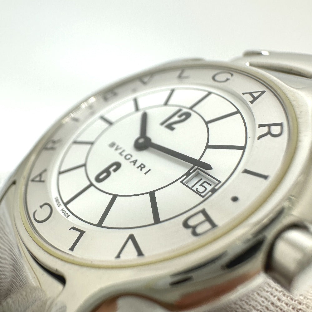 BVLGARI ST35S ソロテンポ クォーツ デイト 腕時計 SS メンズ シルバー