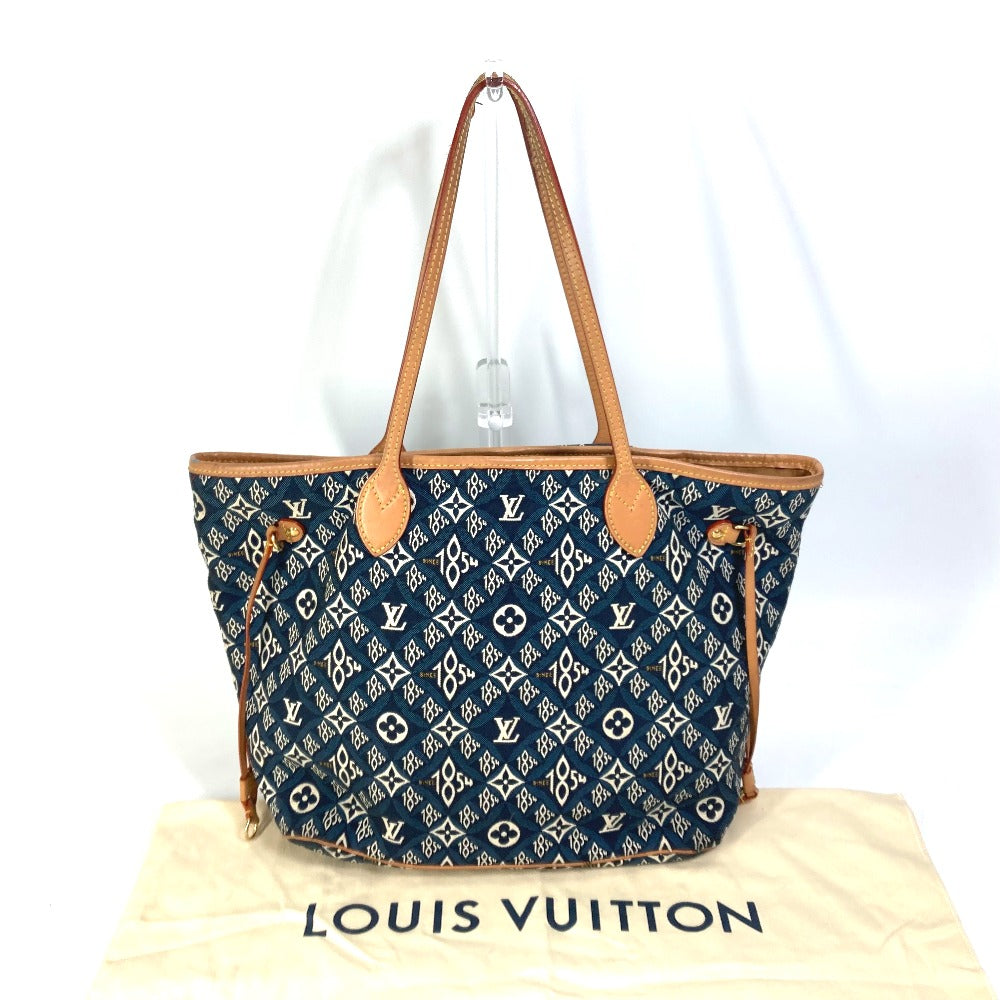 LOUIS VUITTON M57484 モノグラムジャカード ポーチ付き ネヴァーフルMM SINCE1854 ショルダーバッグ 肩掛け トートバッグ ジャガード レディース ネイビー