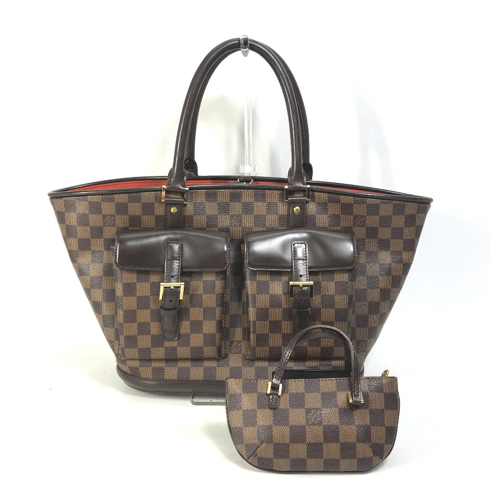 LOUIS VUITTON N51120 Damier Manosque GM Shoulder Bag/Tote Bag in Damier Canvas, Ebene Brown, Women's