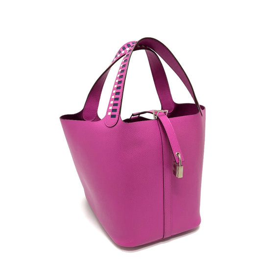 HERMES Picotin Lock MM Tracesage Tote Bag, Picotin Lock MM Handbag, Epsom Leather, Women's, Purple