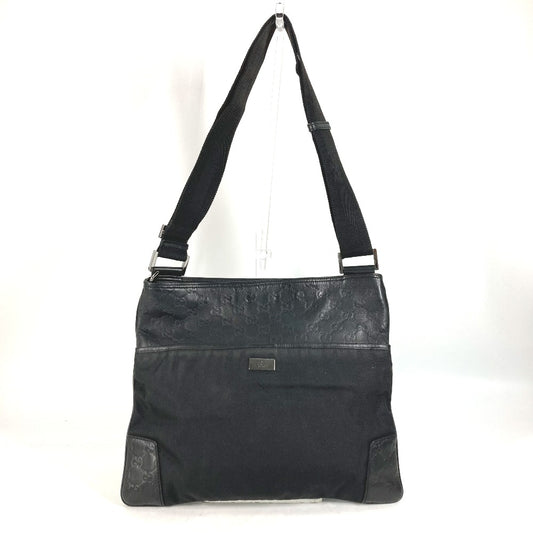 GUCCI 161822 Guccissima GG Tote Bag, Crossbody Pochette, Shoulder Bag, Leather, Men's, Black
