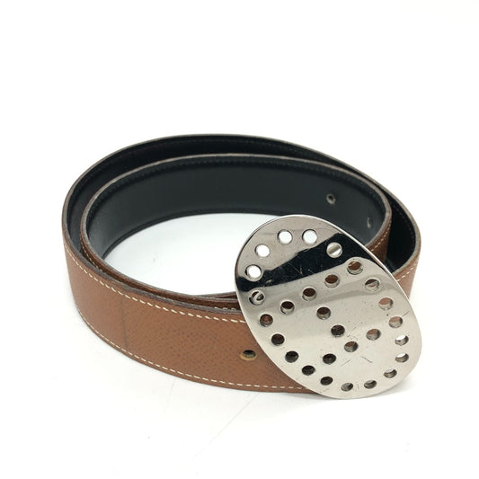 HERMES Perforated H Logo Buckle Fashion Accessory Belt Pants Belt Box Calf Leather Women's Brown