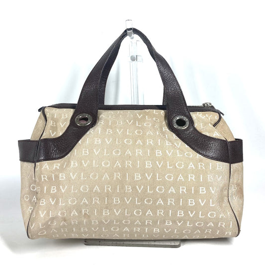 BVLGARI 肩掛け ロゴマニア カバン ミニボストンバッグ ショルダーバッグ レザー/キャンバス レディース ベージュ - brandshop-reference