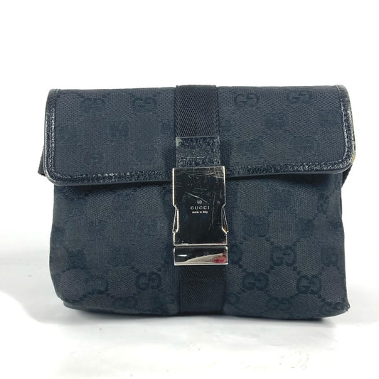 GUCCI 131236 Cross GG Bag Belt Bag Waist Pouch Body Bag GG Canvas/Leather Unisex Black