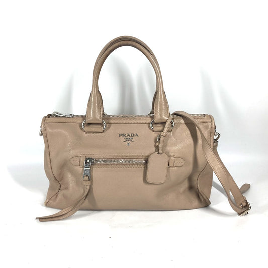 PRADA 2WAYバッグ ショルダーバッグ ロゴ カバン トートバッグ ハンドバッグ レザー レディース ベージュ - brandshop-reference
