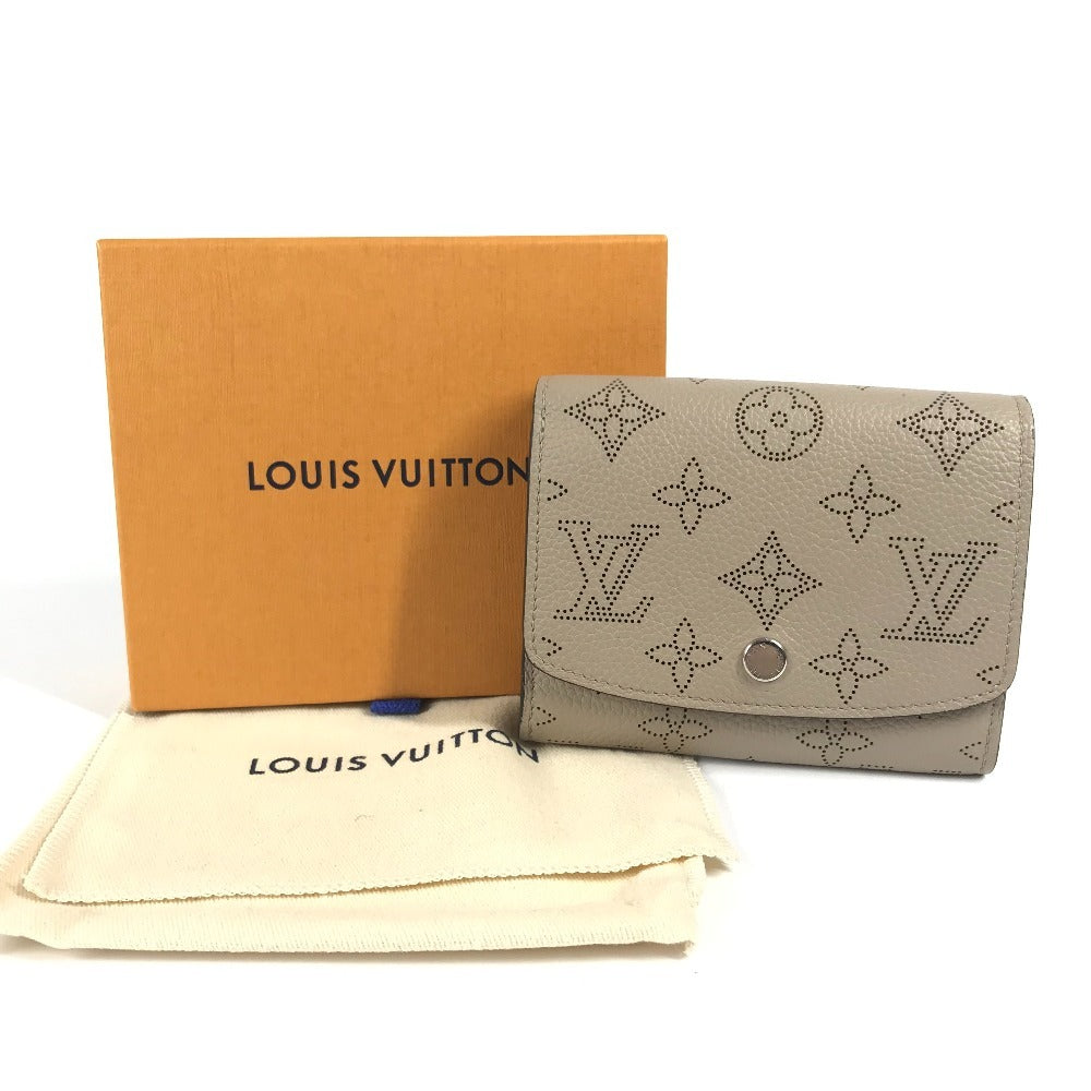 LOUIS VUITTON M62542 Monogram Mahina Portefeuille Iris Compact Compact Wallet Bifold Wallet Monogram Mahina Leather Women's Gare Beige
