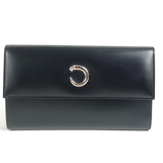 CARTIER Panthère Bifold Long Wallet, Leather, Unisex, Black