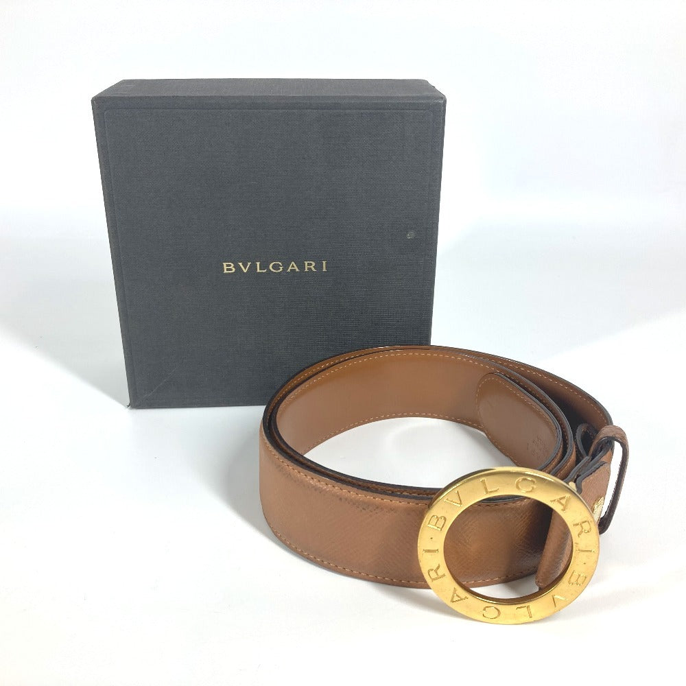 BVLGARI Bvlgari Bvlgari Logo Buckle Accessory Pants Belt Leather Men's Beige