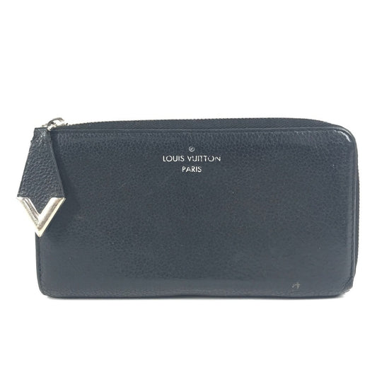 LOUIS VUITTON M60146 Portefeuille Comete Long Wallet with L-shaped zipper, Leather, Unisex, Black