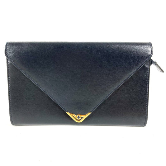 CARTIER ヴィンテージ サファイアライン ロングウォレット フラップ 長財布 レザー ユニセックス ネイビー