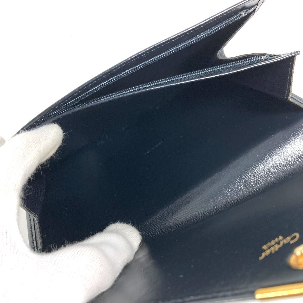 CARTIER ヴィンテージ サファイアライン ロングウォレット フラップ 長財布 レザー ユニセックス ネイビー