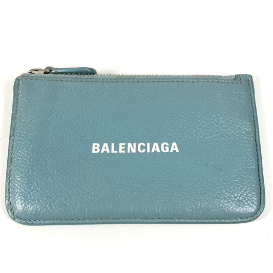 BALENCIAGA 637130 Fragment Case Wallet Coin Purse Square Coin Case Leather Unisex Blue
