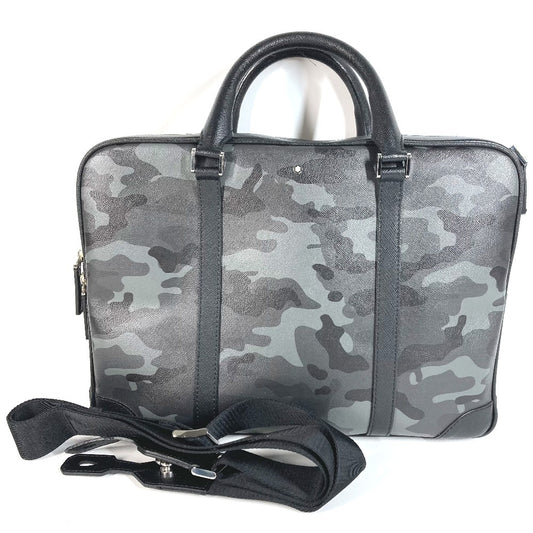 MONTBLANC Logo Camouflage Bag Document Bag Briefcase Handbag 2-Way Bag Shoulder Bag Business Bag Leather Unisex Black