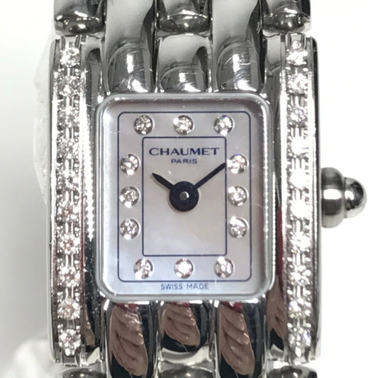 Chaumet 12PD Diamond Diamond Bezel Khesis Shell Dial Ladies Watch Watch Clock Wristwatch SS Ladies Silver