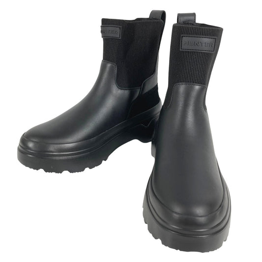 HUNTER WFS1000LPY Explorer Chelsea Platform Boots Shoes shoes boots Leather Black Used