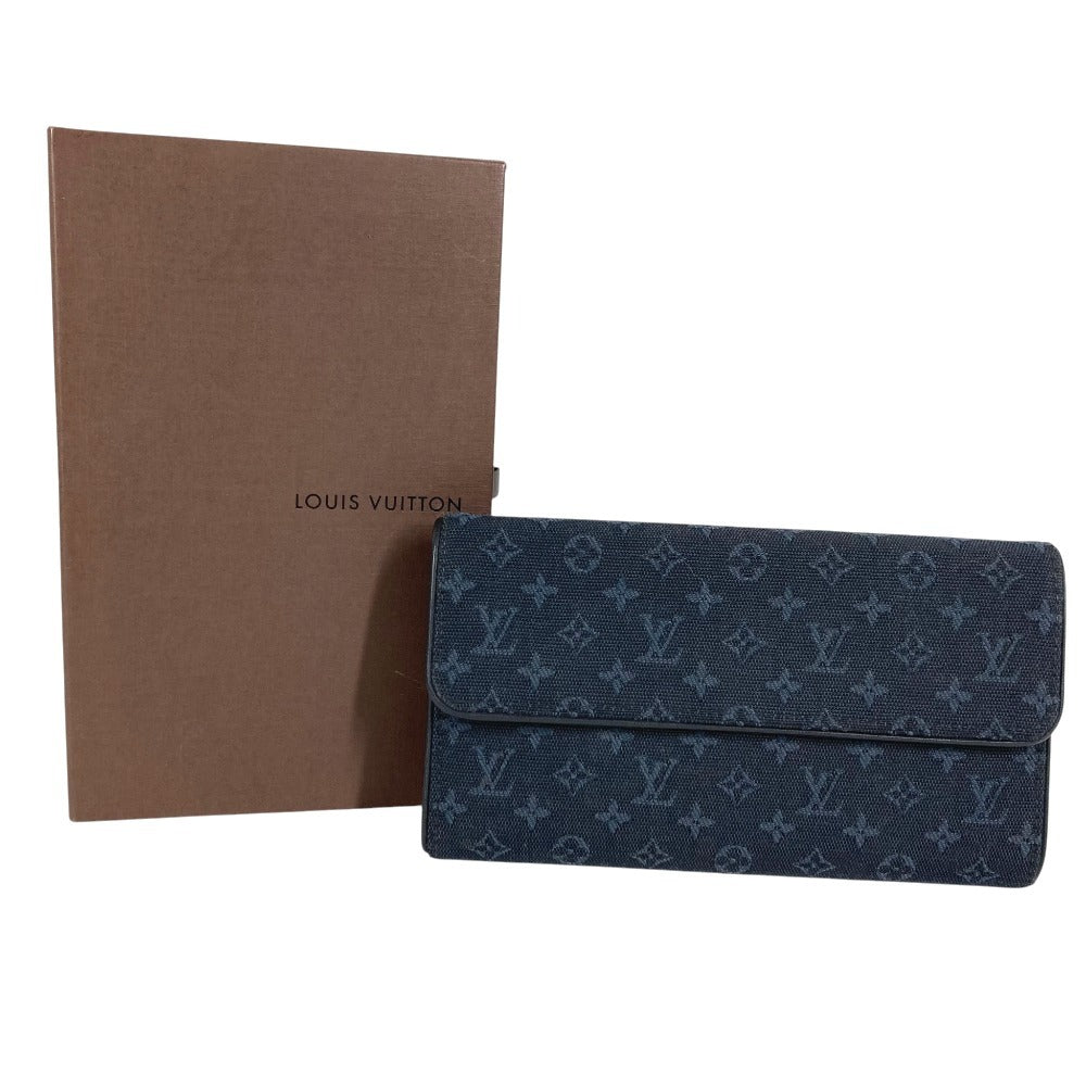 LOUIS VUITTON M92442 Monogram mini Porte Tresor International Long Wallet Tri-Fold Long Wallet Monogram Mini Canvas TST blue Navy Used