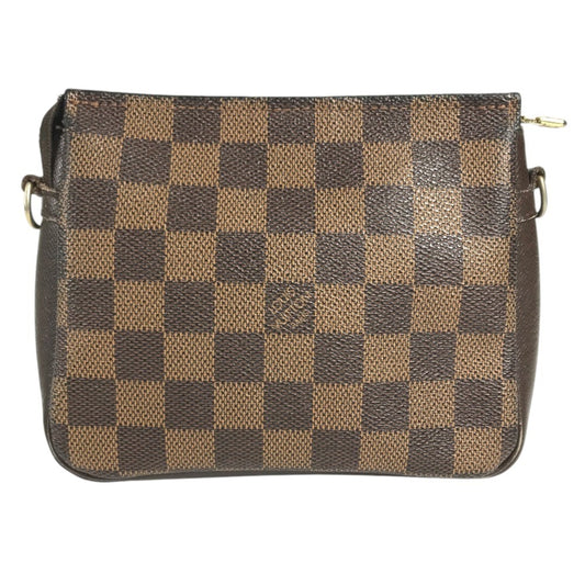 LOUIS VUITTON N51982 Damier Trousse Makeup Accessory Pouch Bag Shoulder Bag Hand Bag Shoulder Bag Damier Canvas Ebene Brown Used
