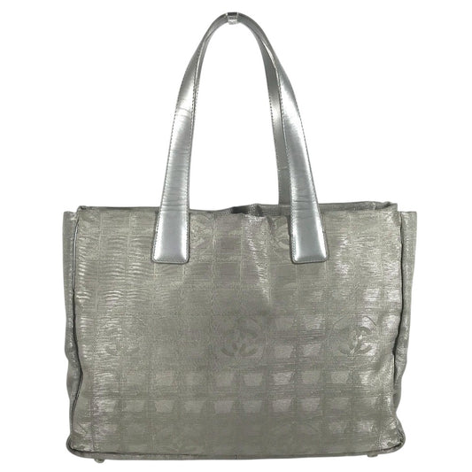 CHANEL A15991 CC CC Mark logo New Travel Line MM New Travel Line MM Shoulder bag, bag, shoulder bag Tote Bag Nylon jacquard Silver Used