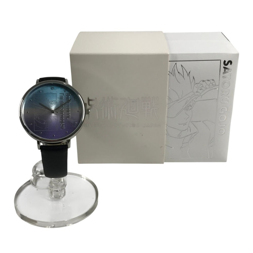USJ x Jujutsu Kaisen Collaboration: Satoru Gojo logo Watch Universal Studios Japan Wristwatch Leather Silver/Black Used