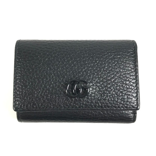 GUCCI 644407 GG Marmont logo Compact wallet Trifold wallet Leather Black Used