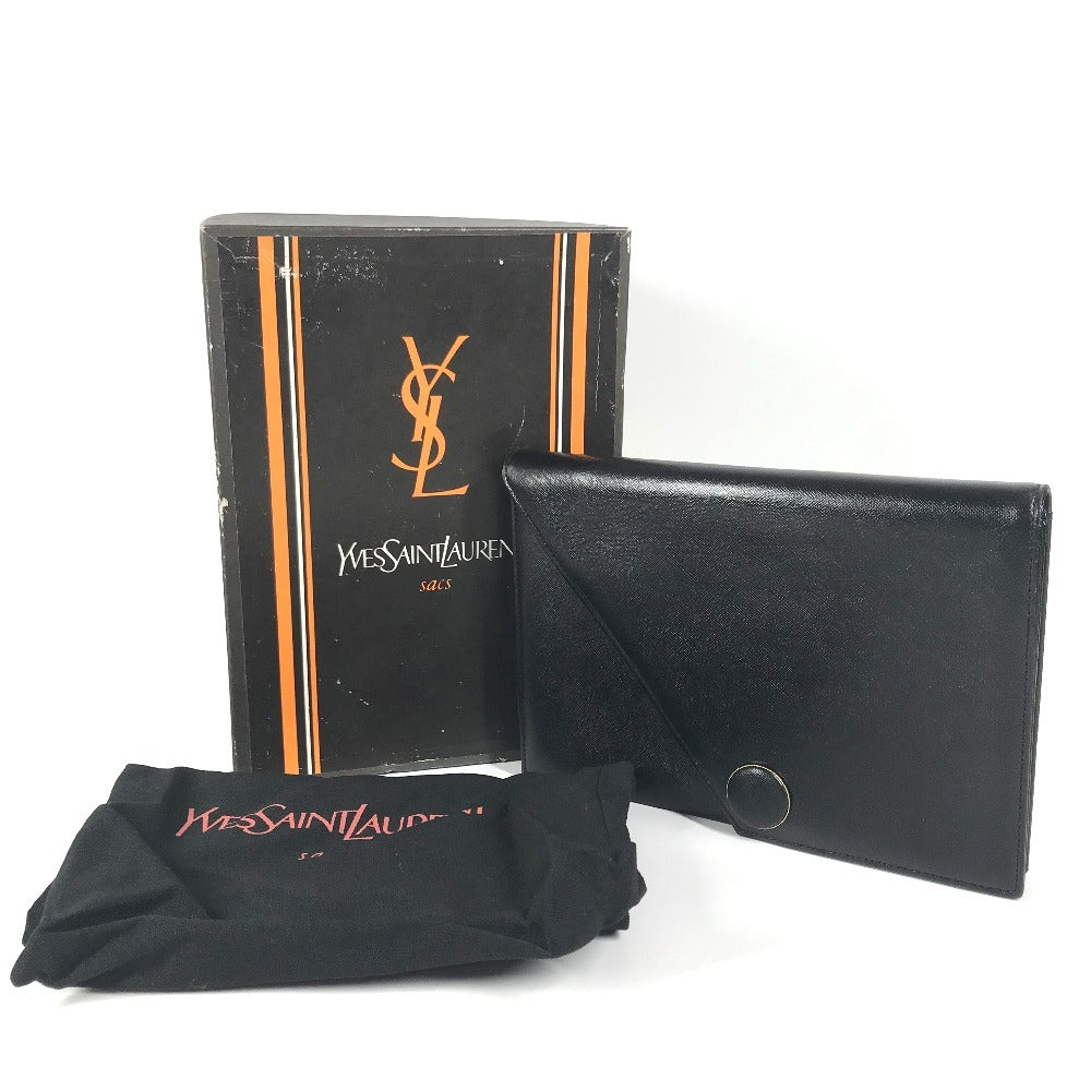 YVES SAINT LAURENT 不明 vintage Bag Pouch Clutch Bag Cluch Bag Leather Black Used