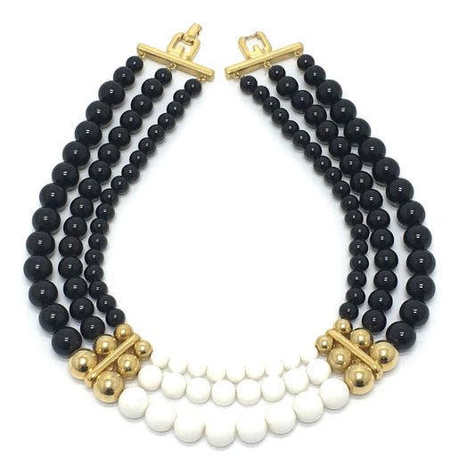 GIVENCHY 3-Ball Necklace, Accessory, Necklace, GP, Women's, Black and White