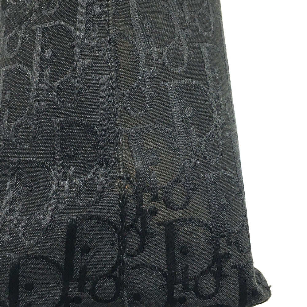 Christian Dior Floral Embroidered Trotter Shoulder Tote Bag in Canvas/Leather, Black