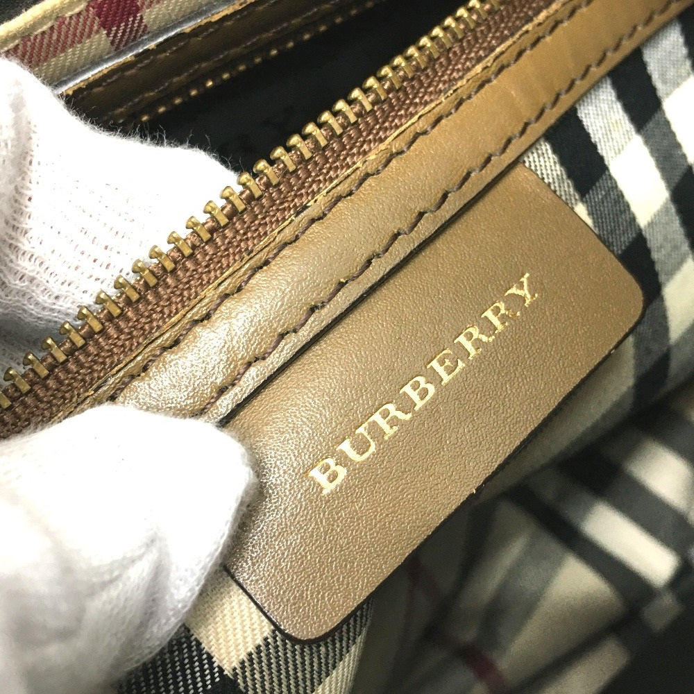 BURBERRY Women's Brown Leather One-Shoulder Bag with Checked Interior