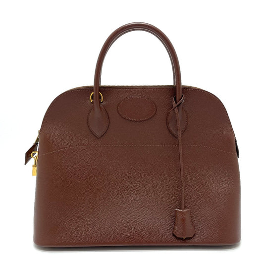 HERMES Bolide 35 2-Way Handbag, Leather, Women's, Brown