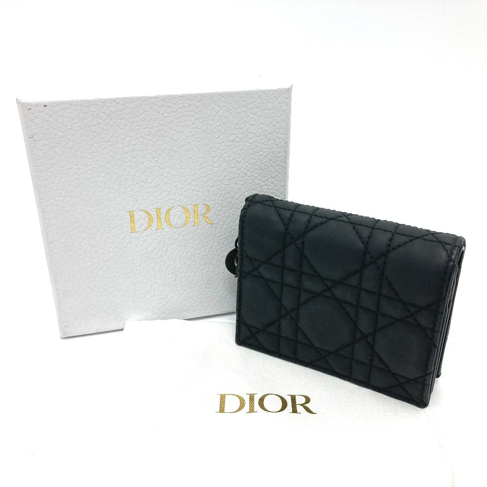 Dior S0178SLOI Lady Dior Mini Wallet, Bifold Leather, Women's, Black