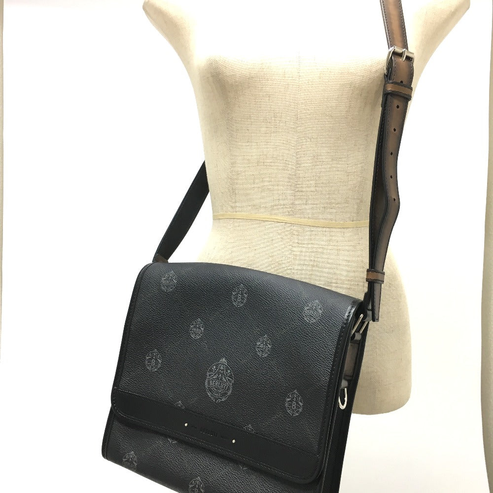 Berluti フラップ フラヌール スモール カバン メッセンジャー ショルダーバッグ PVCキャンバス メンズ ブラック - brandshop-reference