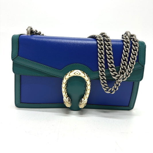GUCCI 400249 Two-tone Dionysus Chain Shoulder Bag Leather Women's Blue
