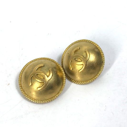 CHANEL 95P Logo CC Coco Mark Round Accessory Earrings Metal Women's Gold