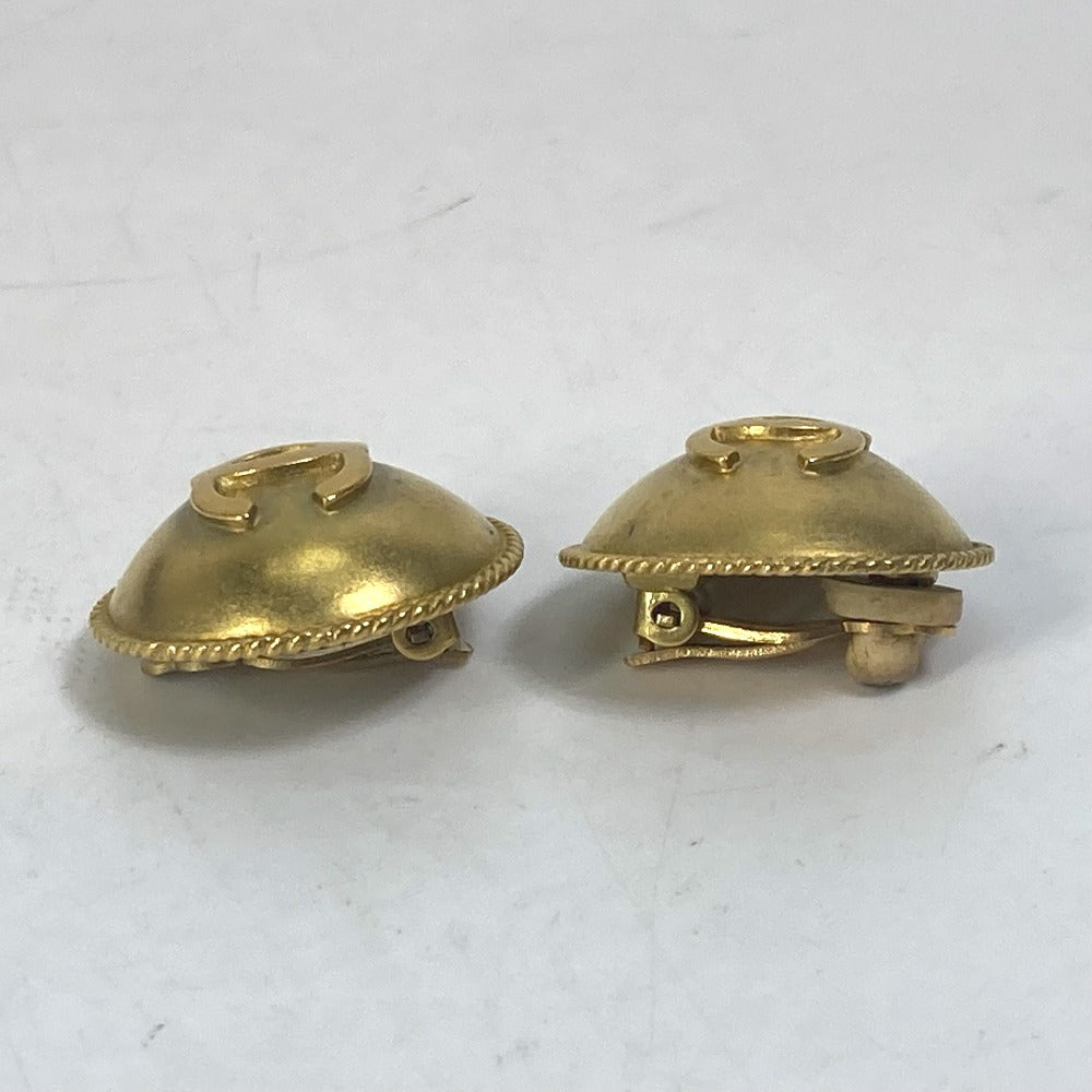 CHANEL 95P Logo CC Coco Mark Round Accessory Earrings Metal Women's Gold