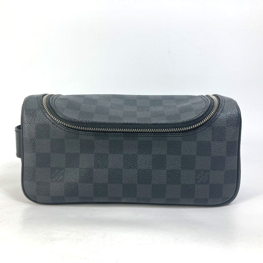 LOUIS VUITTON N47625 Damier Graphite Toiletry Pouch, Makeup Pouch, Cosmetic Pouch, Second Bag, Clutch Bag, Pouch, Damier Graphite Canvas, Men's, Black