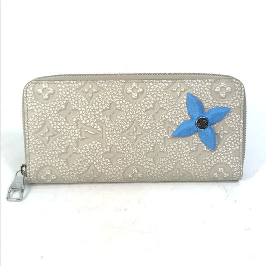 Louis Vuitton M81573 Taurillon Mendaki Zippy Wallet Vertical Round Zipper Long Wallet Taurillon Kulit Lelaki Putih