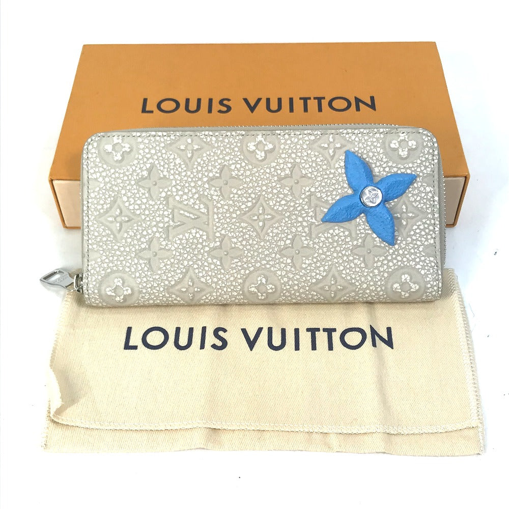 LOUIS VUITTON M81573 Taurillon Climbing Zippy Wallet Vertical Round Zipper Long Wallet in Taurillon Leather, Men's, Chalk White
