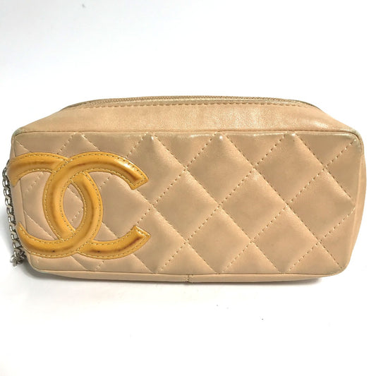 CHANEL カンボンライン CC ココマーク メイクポーチ 化粧ポーチ レザー レディース ベージュ - brandshop-reference
