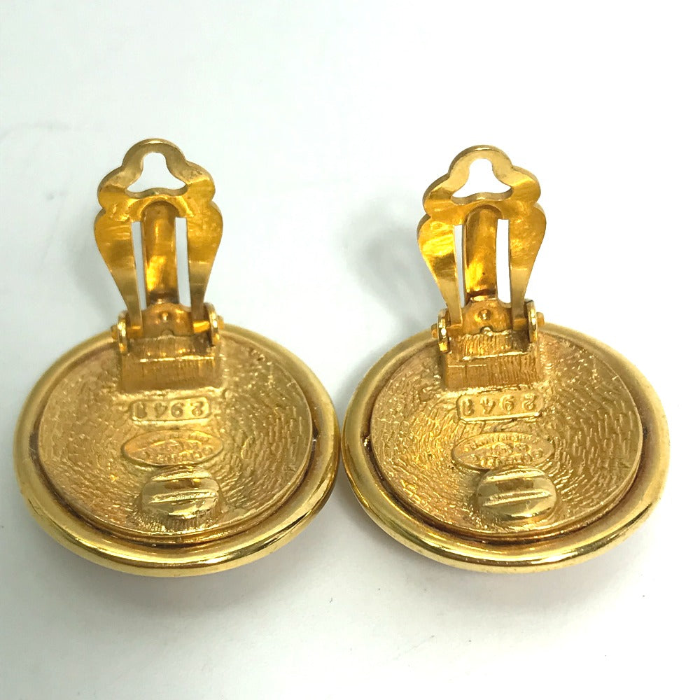 CHANEL 93P CC Coco Mark 4-Row Round Vintage Earrings in Gold