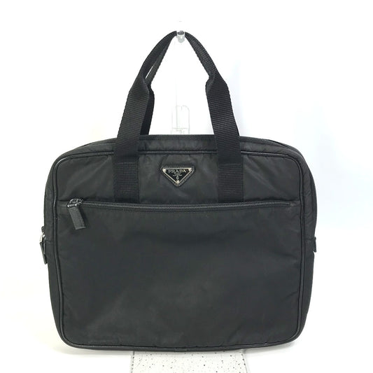 PRADA Triangle Logo Handbag, Laptop Bag, Business Bag, Nylon, Men's, Black