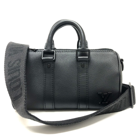 LOUIS VUITTON M80950 Aerogram Keepall XS 2-Way Shoulder Bag/Mini Boston Bag in Taurillon Leather, Black