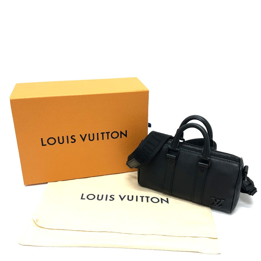 LOUIS VUITTON M80950 Aerogram Keepall XS 2-Way Shoulder Bag/Mini Boston Bag in Taurillon Leather, Black