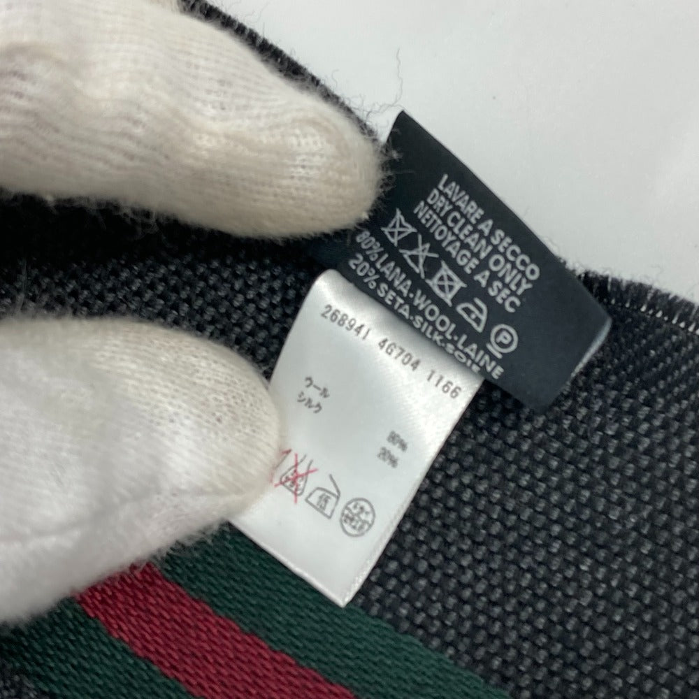 GUCCI 268941 シェリーライン GG フリンジ マフラー ウール メンズ グレー - brandshop-reference