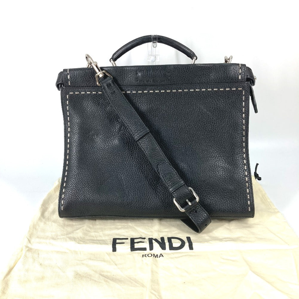 FENDI 7VA406 Shoulder Bag, Crossbody Bag, Selleria Peekaboo Iconic Fit, 2-Way Business Bag, Tote Bag, Handbag, Leather, Men's, Black