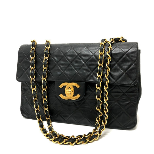 CHANEL Matelasse Double Chain Large Matelasse Matelasse 34 2-Way Bag Shoulder Bag Leather Women's Black