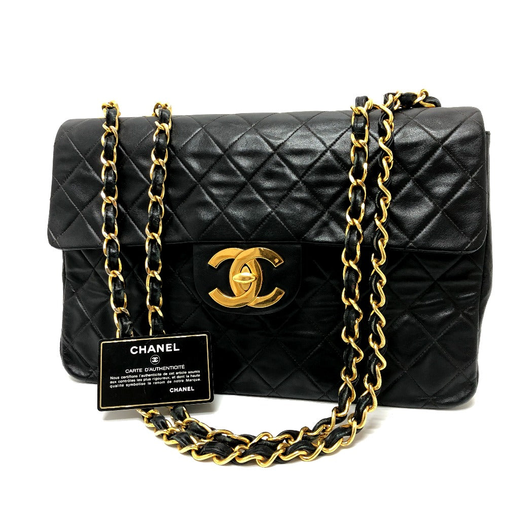 CHANEL Matelasse Double Chain Large Matelasse Matelasse 34 2-Way Bag Shoulder Bag Leather Women's Black
