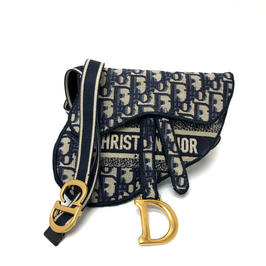 Dior S5632CRIW サドル フラットベルトポーチ ウエストバッグ ジャガード レディース ネイビー