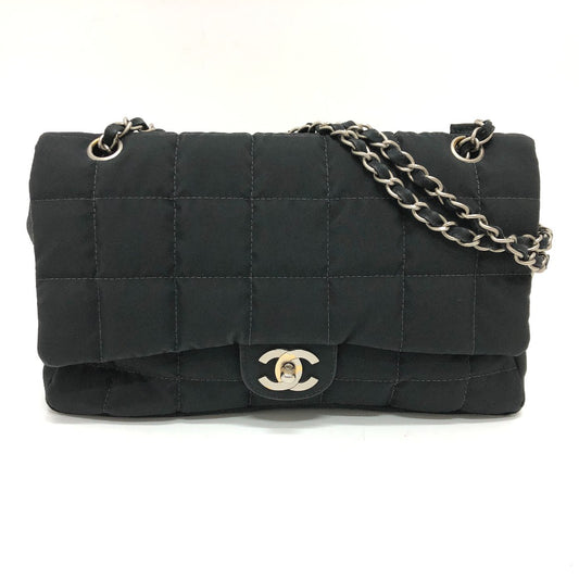 CHANEL ココマーク チョコバー チェーン カバン 肩掛け 斜め掛け ショルダーバッグ ナイロン レディース ブラック