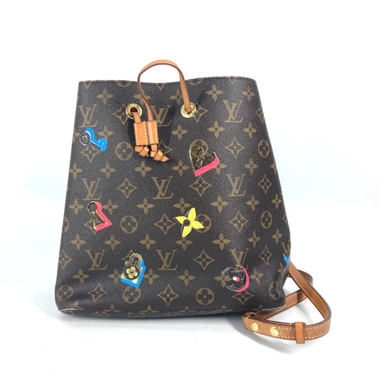 LOUIS VUITTON M44369 Monogram Love Lock NeoNoe Crossbody Drawstring Shoulder Bag in Monogram Canvas, Brown